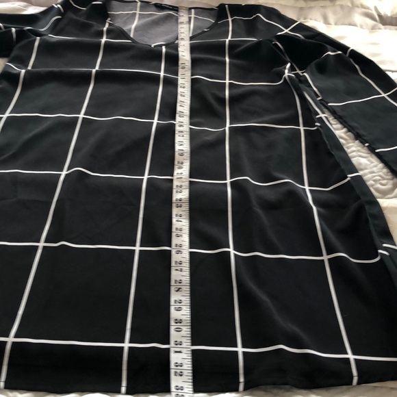 2/30🌻Black &White large check dress/top long sleeve M - Picture 4 of 4